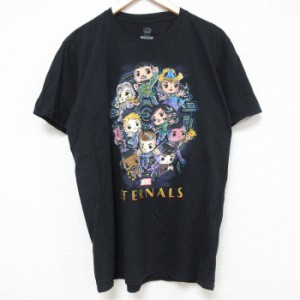 古着 半袖 Tシャツ メンズ マーベル エターナルズ コットン クルーネック 黒 ブラック Lサイズ 中古 中古 古着