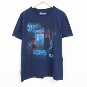 古着 半袖 Tシャツ メンズ ドラマ ドクターフー 大きいサイズ コットン クルーネック 紺 ネイビー XLサイズ 中古 中古 古着