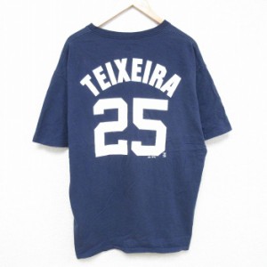 古着 マジェスティック 半袖 Tシャツ メンズ MLB ニューヨークヤンキース マークテシェイラ 大きいサイズ コットン クルーネッ 中古 古着