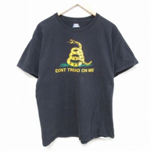 古着 ヘインズ Hanes 半袖 Tシャツ メンズ ヘビ コットン クルーネック 黒 ブラック Lサイズ 中古 中古 古着