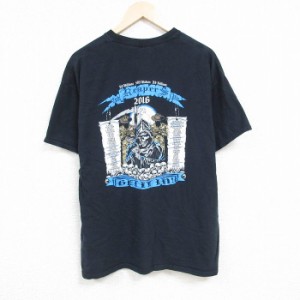 古着 半袖 Tシャツ メンズ 死神 大きいサイズ コットン クルーネック 黒 ブラック XLサイズ 中古 中古 古着