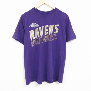 古着 半袖 Tシャツ メンズ NFL ボルチモアレイブンズ クルーネック 紫 パープル アメフト スーパーボウル XLサイズ 中古 中古 古着