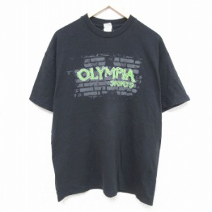 古着 半袖 Tシャツ メンズ オリンピアスポーツ コットン クルーネック 黒 ブラック XLサイズ 中古 中古 古着