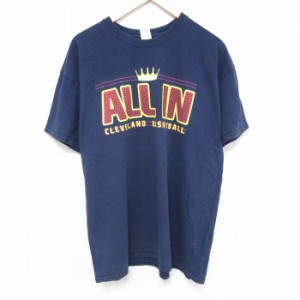 古着 半袖 Tシャツ メンズ バスケットボール クリーブランド コットン クルーネック 紺 ネイビー XLサイズ 中古 中古 古着