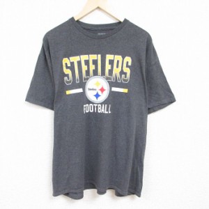 古着 ジャンクフード JUNK FOOD 半袖 Tシャツ メンズ NFL ピッツバーグスティーラーズ 大きいサイズ クルーネック 濃グレー 霜 中古 古着