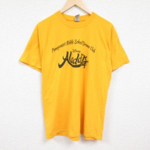 古着 半袖 Tシャツ メンズ ディズニー DISNEY アラジン クルーネック 黄 イエロー XLサイズ 中古 中古 古着