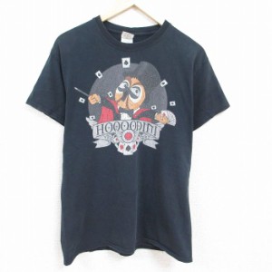 古着 半袖 Tシャツ メンズ トランプ コットン クルーネック 黒 ブラック Lサイズ 中古 中古 古着