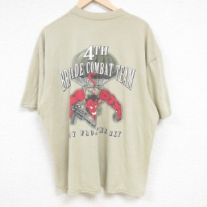 古着 半袖 Tシャツ メンズ ミリタリー 大きいサイズ クルーネック ベージュ カーキ XLサイズ 中古 中古 古着