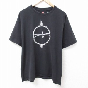 古着 ヘインズ Hanes 半袖 Tシャツ メンズ SD コットン クルーネック 黒 ブラック XLサイズ 中古 中古 古着