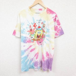 古着 半袖 Tシャツ メンズ ニコロデオン アニメ スポンジボブ パトリック 大きいサイズ コットン クルーネック ピンク他 タイ 中古 古着