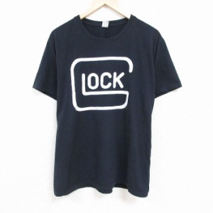 古着 半袖 Tシャツ メンズ ロック 大きいサイズ コットン クルーネック 黒 ブラック XLサイズ 中古 中古 古着