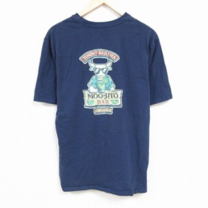 古着 半袖 Tシャツ メンズ トミーバハマ 大きいサイズ コットン クルーネック 紺 ネイビー XLサイズ 中古 中古 古着