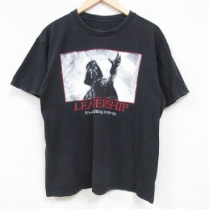 古着 半袖 Tシャツ メンズ スターウォーズ STAR WARS ダースベイダー コットン クルーネック 黒 ブラック Lサイズ 中古 中古 古着