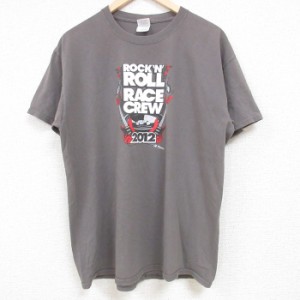 古着 半袖 Tシャツ メンズ ロックンロール コットン クルーネック グレー Lサイズ 中古 中古 古着