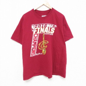 古着 マジェスティック 半袖 Tシャツ メンズ NBA クリーブランドキャバリアーズ 大きいサイズ クルーネック エンジ バスケット 中古 古着