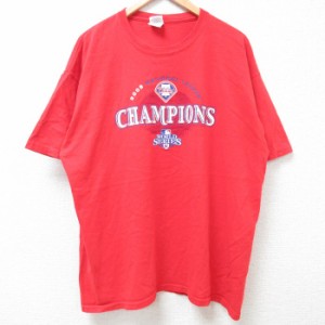 古着 半袖 ビンテージ Tシャツ メンズ 00年代 00s MLB フィラデルフィアフィリーズ コットン クルーネック 赤 レッド メジャー 中古 古着