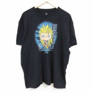 古着 半袖 Tシャツ メンズ ドラゴンボールZ GOKU POP 大きいサイズ コットン クルーネック 黒 ブラック XLサイズ 中古 中古 古着