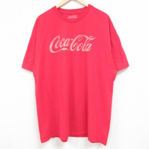 古着 半袖 Tシャツ メンズ コカコーラ 大きいサイズ コットン クルーネック 赤 レッド XLサイズ 中古 中古 古着