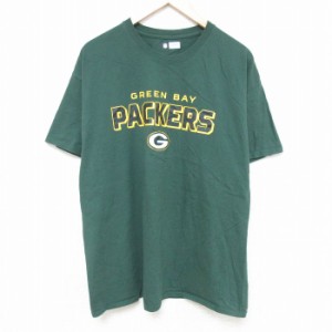 古着 半袖 Tシャツ メンズ NFL グリーンベイパッカーズ クルーネック 緑 グリーン アメフト スーパーボウル XLサイズ 中古 中古 古着