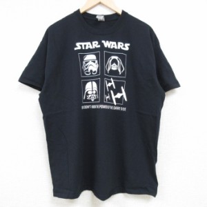 古着 半袖 Tシャツ メンズ スターウォーズ STAR WARS ダースベイダー コットン クルーネック 黒 ブラック XLサイズ 中古 中古 古着