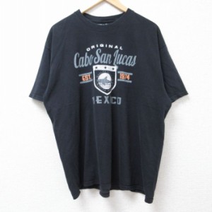 古着 半袖 Tシャツ メンズ サメ メキシコ クルーネック 黒 ブラック XLサイズ 中古 中古 古着