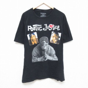 古着 半袖 Tシャツ メンズ 映画 ポエティックジャスティス トゥパック 2パック 2PAC 大きいサイズ コットン クルーネック 黒  中古 古着