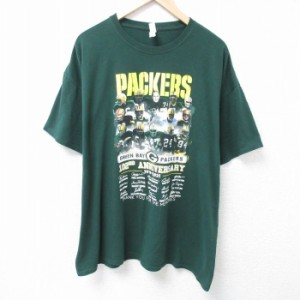 古着 ジャージーズ 半袖 Tシャツ メンズ NFL グリーンベイパッカーズ 大きいサイズ クルーネック 濃緑 グリーン アメフト スー 中古 古着