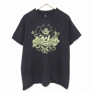 古着 ヘインズ Hanes 半袖 Tシャツ メンズ ディズニー DISNEY ミッキー MICKEY MOUSE コットン クルーネック 黒 ブラック XLサ 中古 古着