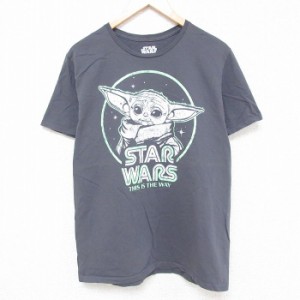 古着 半袖 Tシャツ メンズ スターウォーズ STAR WARS ダースベイダー コットン クルーネック 濃グレー Lサイズ 中古 中古 古着