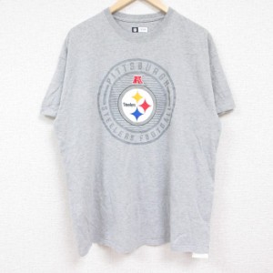 古着 半袖 Tシャツ メンズ NFL ピッツバーグスティーラーズ クルーネック グレー 霜降り アメフト スーパーボウル XLサイズ 中 中古 古着