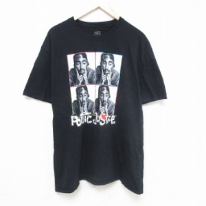 古着 半袖 Tシャツ メンズ 映画 ポエティックジャスティス トゥパック 2パック 2PAC 大きいサイズ ロング丈 コットン クルーネ 中古 古着