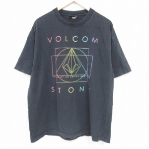 古着 半袖 Tシャツ メンズ VOLCOM STONE クルーネック 黒 ブラック XLサイズ 中古 中古 古着