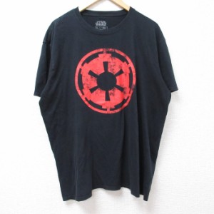 古着 半袖 Tシャツ メンズ スター ウォーズ STAR WARS 銀河帝国 ポップグリップ 大きいサイズ コットン クルーネック 黒 ブラ 中古 古着