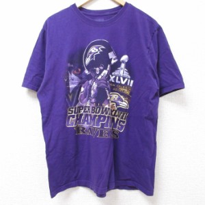 古着 ジャージーズ 半袖 Tシャツ メンズ NFL ボルチモアレイブンス コットン クルーネック 紫 パープル アメフト スーパーボウ 中古 古着