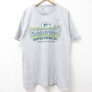 古着 半袖 Tシャツ メンズ NFL グリーンベイパッカーズ クルーネック グレー 霜降り アメフト スーパーボウル Lサイズ 中古 中古 古着