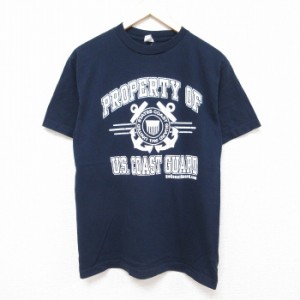 古着 半袖 Tシャツ メンズ U.S. アメリカ沿岸警備隊 コットン クルーネック 紺 ネイビー Mサイズ 中古 中古 古着