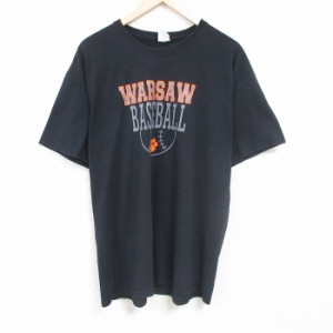 古着 ジャージーズ 半袖 Tシャツ メンズ ベースボール 大きいサイズ クルーネック 黒 ブラック XLサイズ 中古 中古 古着