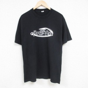 古着 半袖 Tシャツ メンズ 魚 クルーネック 黒 ブラック Lサイズ 中古 中古 古着