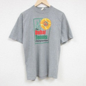 古着 半袖 Tシャツ メンズ テニス クルーネック グレー Mサイズ 中古 中古 古着