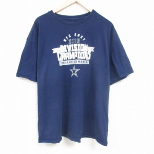 古着 マジェスティック 半袖 Tシャツ メンズ NFL ダラスカウボーイズ 大きいサイズ コットン クルーネック 紺 ネイビー アメフ 中古 古着