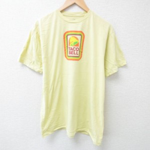 古着 半袖 Tシャツ メンズ タコベル コットン クルーネック 薄黄 イエロー XLサイズ 中古 中古 古着