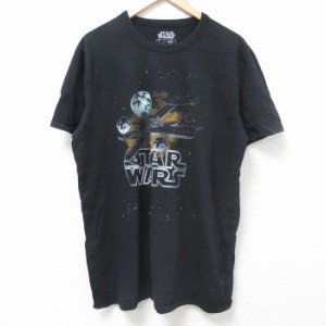 古着 半袖 Tシャツ メンズ スターウォーズ STAR WARS コットン クルーネック 黒 ブラック Lサイズ 中古 中古 古着