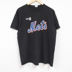 古着 半袖 Tシャツ メンズ MLB ニューヨークメッツ マックスシャーザー 21 コットン クルーネック 黒 ブラック メジャーリーグ 中古 古着