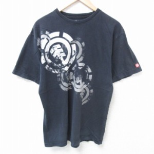 古着 半袖 Tシャツ メンズ エレメント ELEMENT コットン クルーネック 黒 ブラック Lサイズ 中古 中古 古着