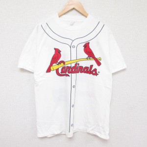 古着 半袖 Tシャツ メンズ MLB セントルイスカージナルス マークマグワイア 25 コットン クルーネック 白 ホワイト メジャーリ 中古 古着