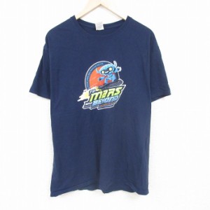 古着 フルーツオブザルーム 半袖 Tシャツ メンズ VBS コットン クルーネック 紺 ネイビー XLサイズ 中古 中古 古着