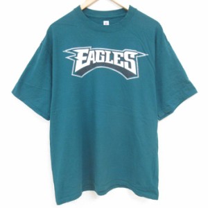 古着 半袖 Tシャツ メンズ NFL フィラデルフィアイーグルス DAD 1 コットン クルーネック 緑 グリーン アメフト スーパーボウ 中古 古着