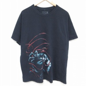 古着 半袖 Tシャツ メンズ マーベル ヴェノム 大きいサイズ コットン クルーネック 黒 ブラック XLサイズ 中古 中古 古着