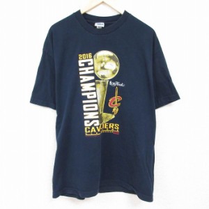 古着 半袖 Tシャツ メンズ NBA クリーブランドキャバリアーズ 大きいサイズ コットン クルーネック 紺 ネイビー バスケットボ 中古 古着