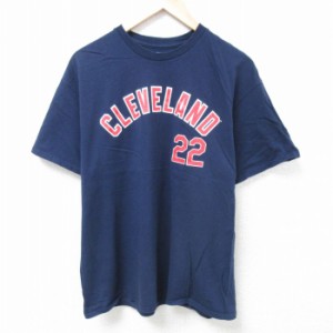 古着 半袖 Tシャツ メンズ MLB クリーブランドインディアンズ ジェイソンキプニス 22 クルーネック 紺 ネイビー メジャーリー 中古 古着